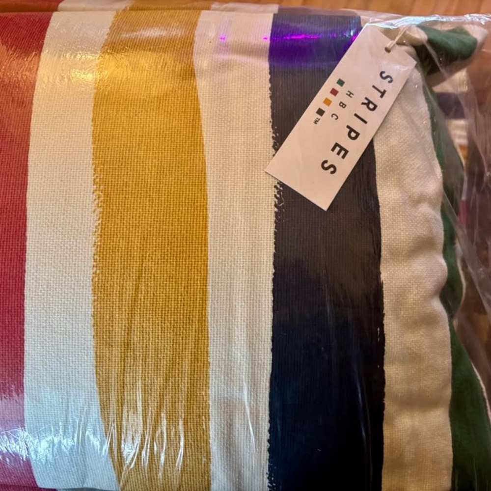HBC STRIPES 20 x 20 " two-sided outdoor/indoor pillow. NEW with tag. - Picture 3 of 5